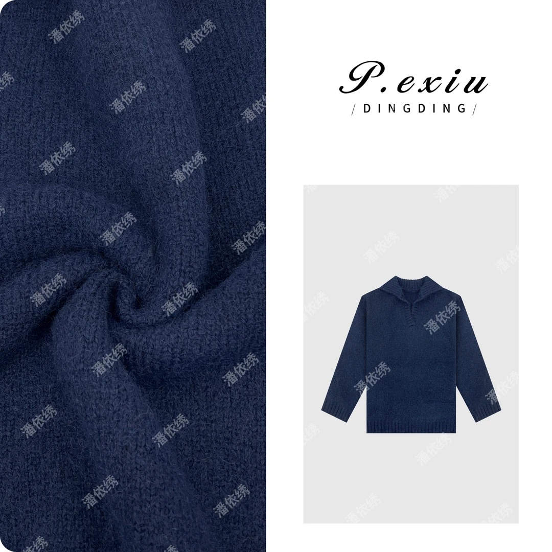 【蓝法假日】极简羊-毛-polo领长袖针织上衣L2519