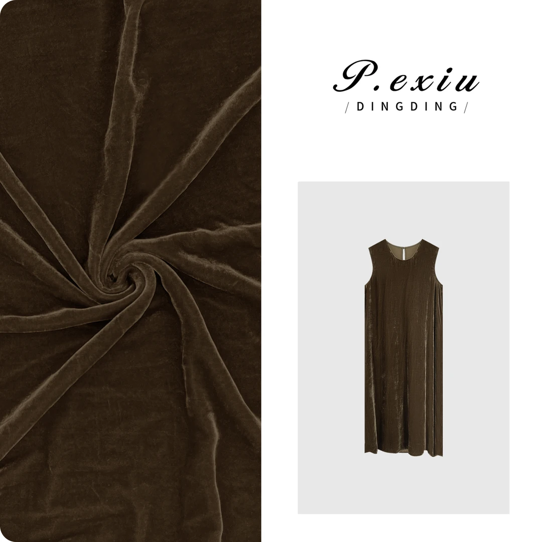 PanYiXiu/潘依绣【芊芊姿态】人丝丝绒亲肤细腻极简连衣裙 W-61801