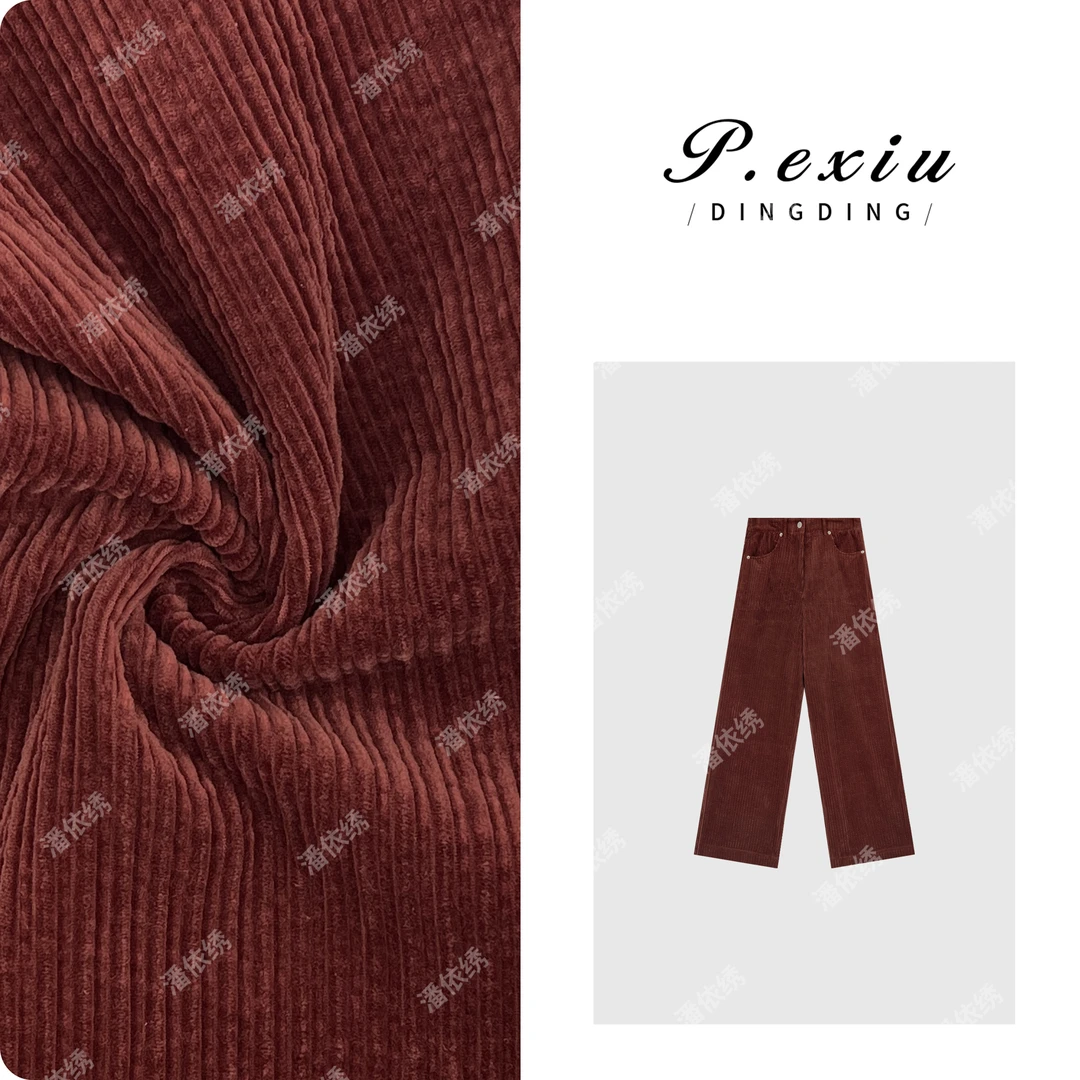 PanYiXiu/潘依绣100%棉灯芯绒时髦复古直筒休闲裤 W-62453