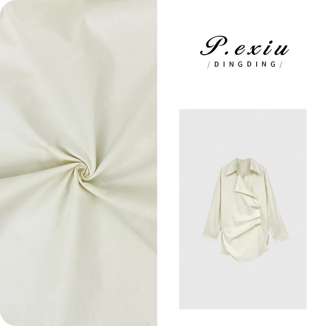 100%棉层次感侧开叉不规则斜扣衬衫 W-62358