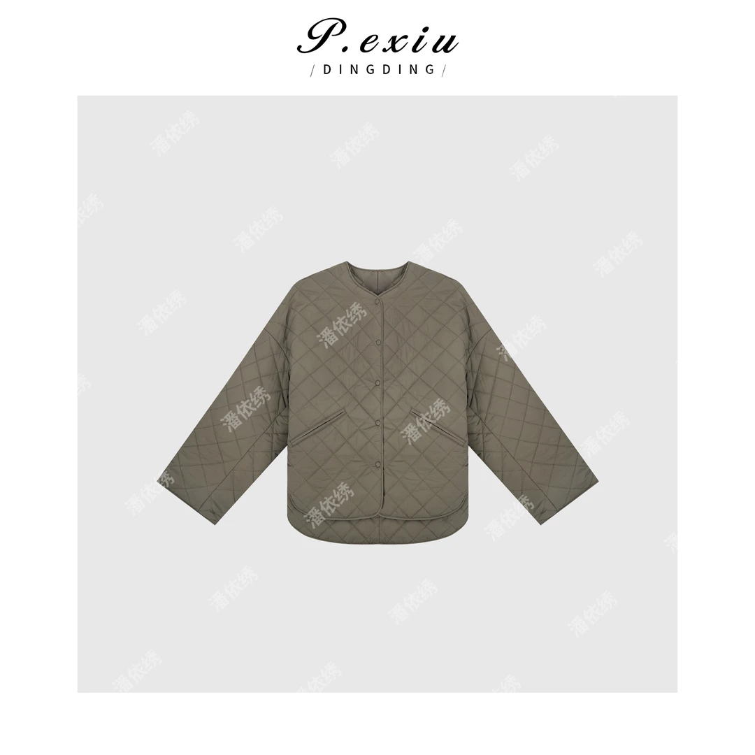 欧美风前短后长菱格保暖外套Q5687