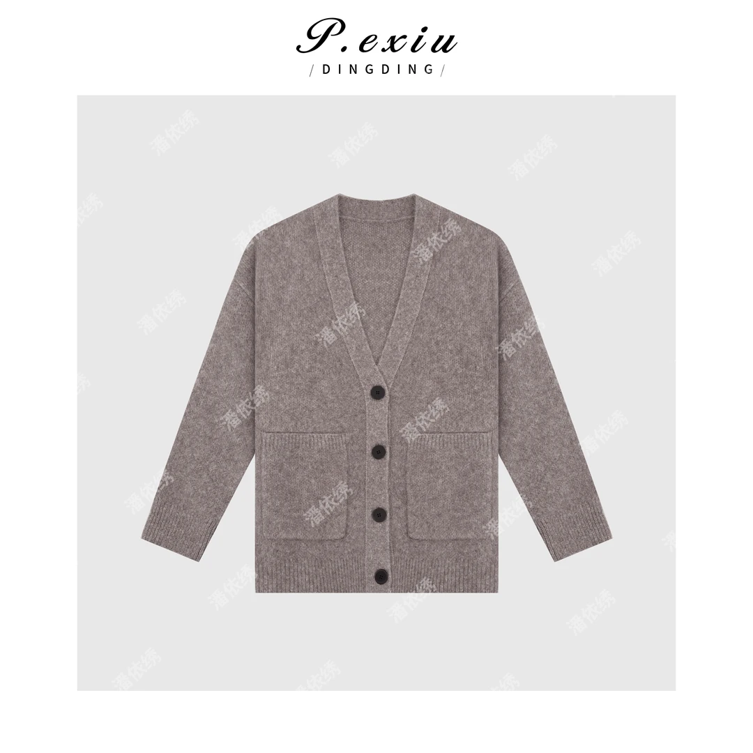 慵懒感大V领排扣针织开衫 Q12032