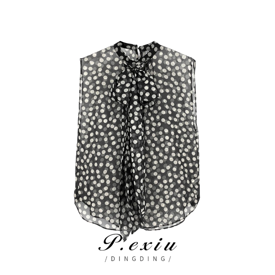PanYiXiu/潘依绣【初醒半夏】夏季波点法式显瘦感无袖衬衣 SH5088