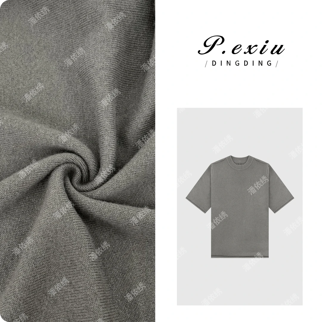 PanYiXiu/潘依绣羊-毛老钱风螺纹圆领针织短袖毛衣 ZZ0696