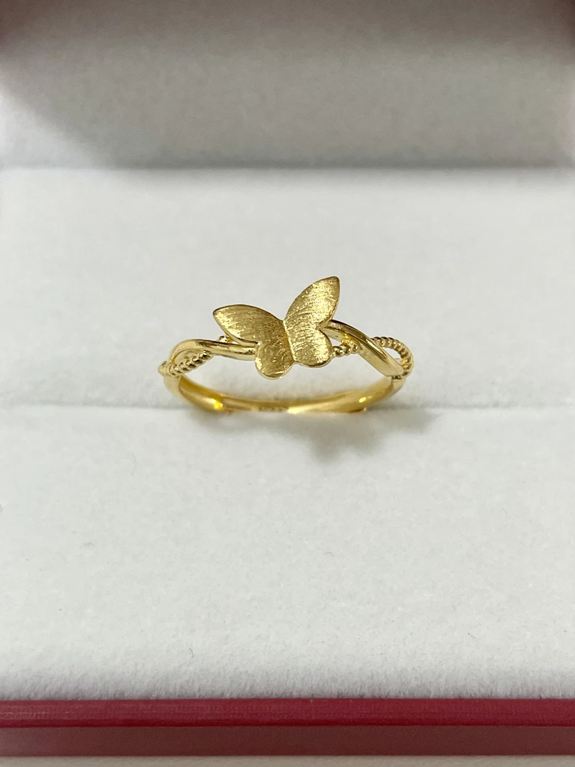 泽诚珠宝5G足金999可爱甜美可调节蝴蝶戒指