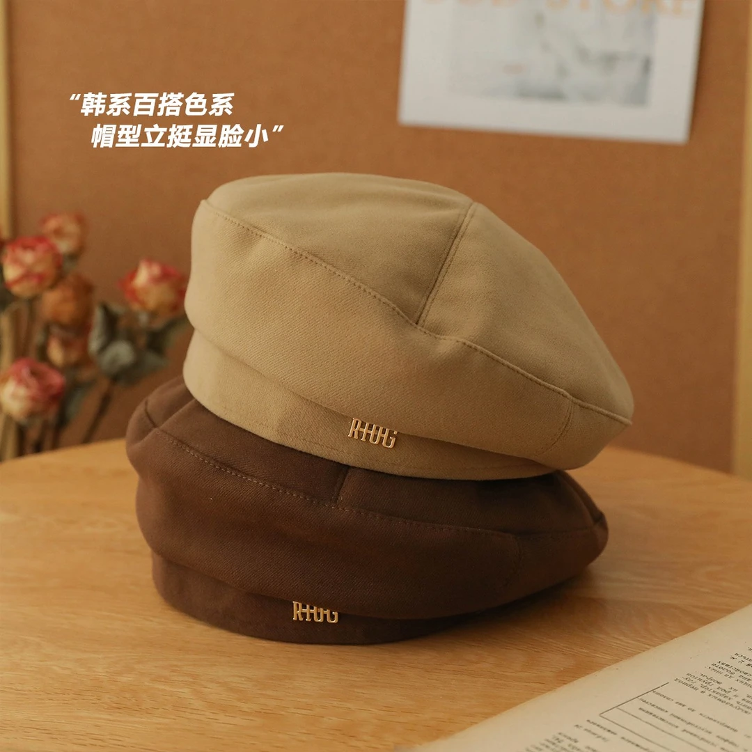 贝雷帽女秋冬2022新款韩版日系百搭网红显脸小棕色潮文艺蓓蕾帽子