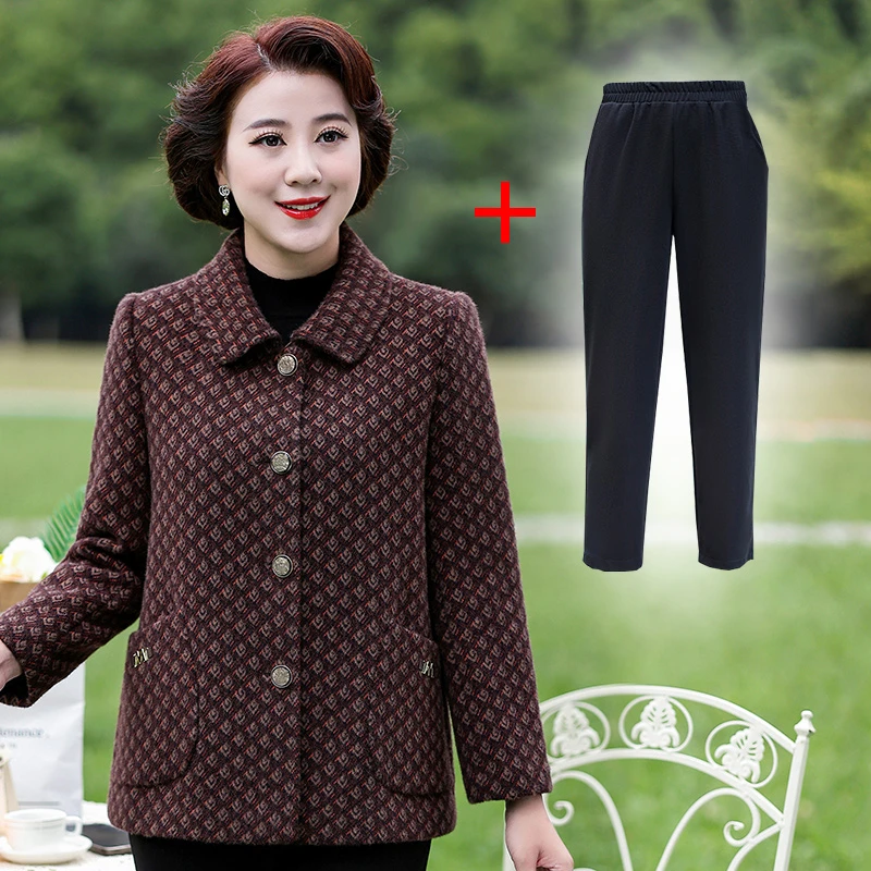 华太太中老年女装春秋新款老人洋气胖时尚气质外套上衣服装D0228