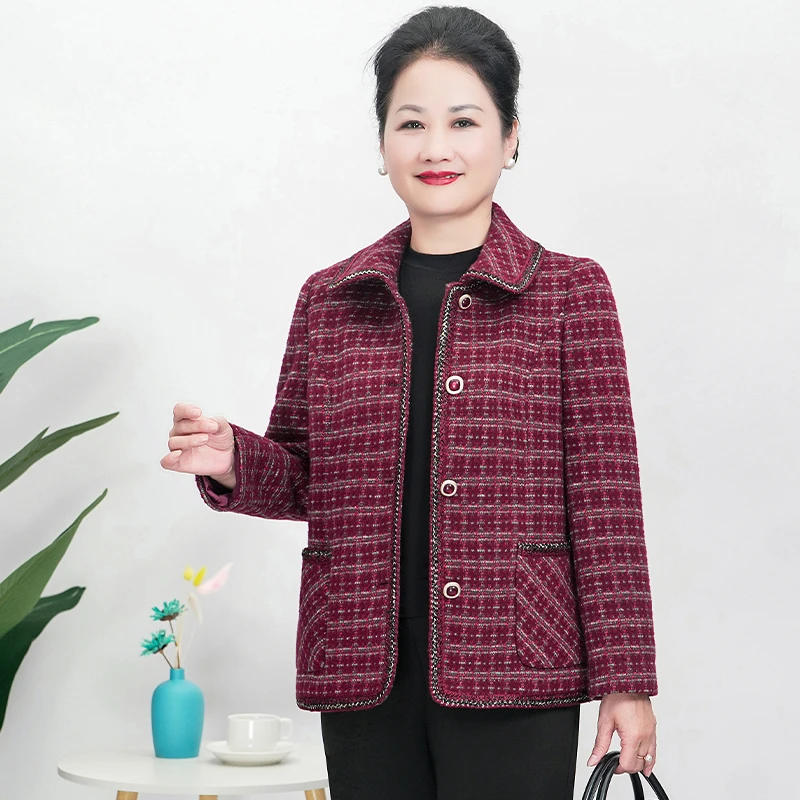 华太太中老年女装宽松春秋新款洋气大码外套婆婆妈妈装上衣 C5051