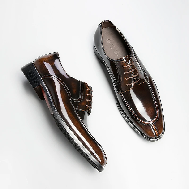 秋季新款皮鞋男正装商务结婚西装皮鞋男新郎高档手工尖头男鞋系带