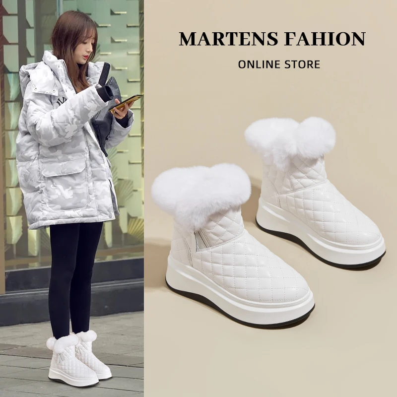 厚底雪地靴女2024新款棉鞋女冬季加绒加厚高帮女鞋秋冬内增高短靴
