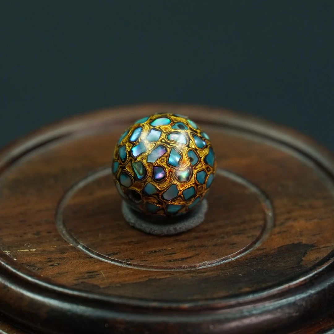 1.2"天然大漆”满珠子螺钿镶嵌大大漆珠子漆珠