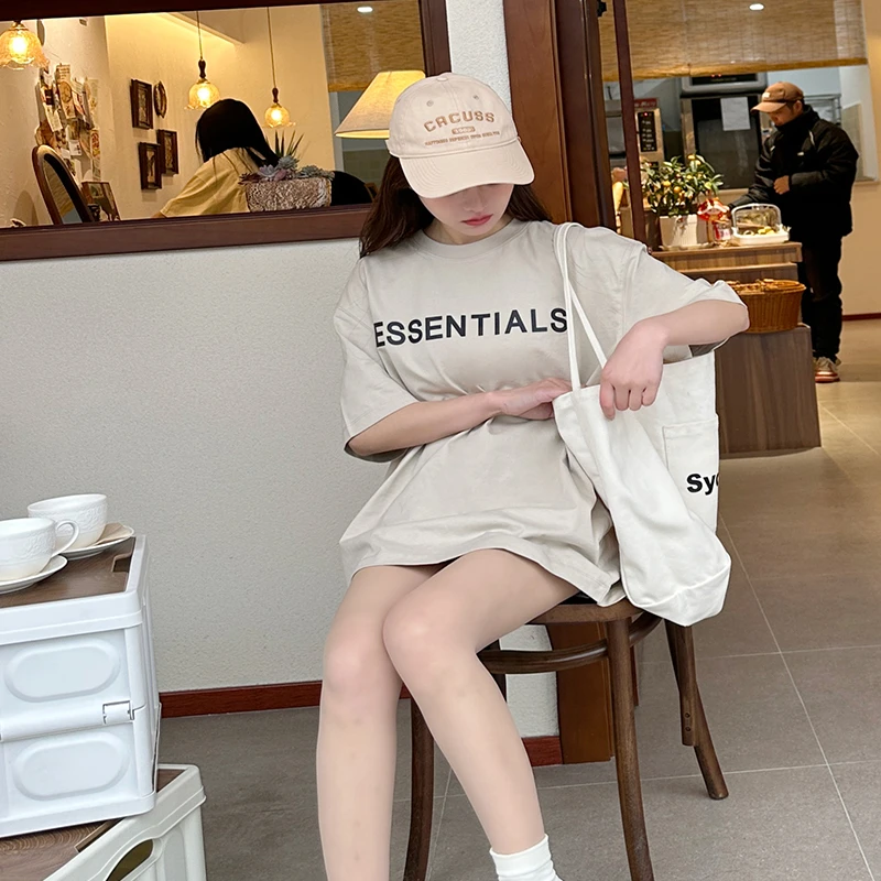 ESSENTIALS QUEEN正品潮短袖圆领大标美式高街宽松T恤男女情侣款