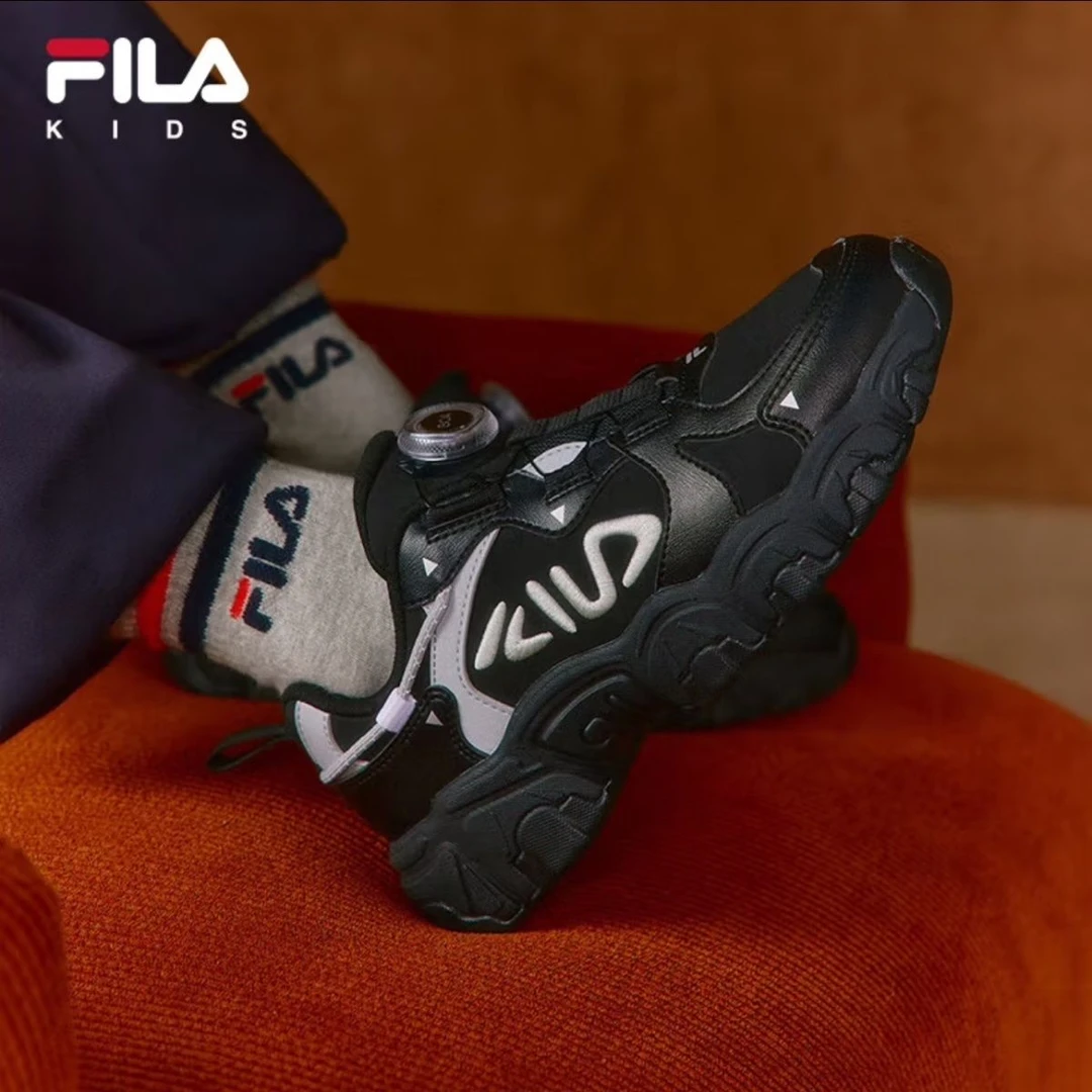 FILA KIDS斐乐童鞋儿童跑步鞋冬季款男女大童旋钮猫爪复古运动鞋