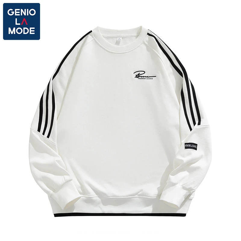 GENIOLAMODE套头圆领卫衣时尚男春秋季新款潮牌美式宽松休闲长袖