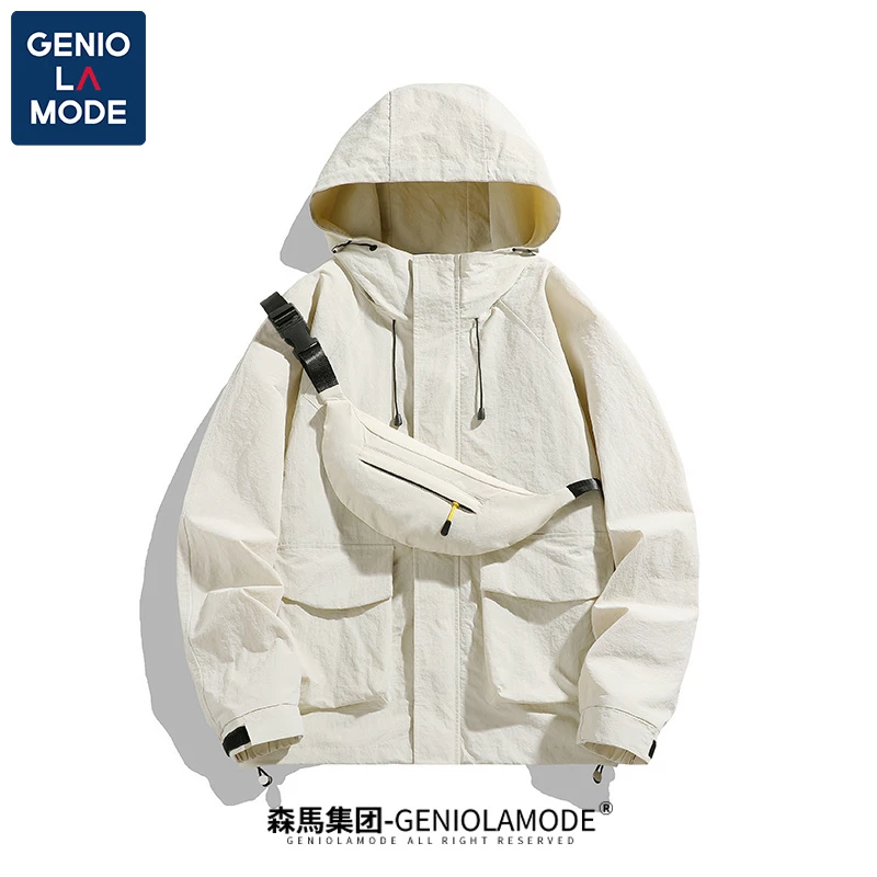 森馬集团GENIO LAMODE带包包连帽外套男士春秋季潮牌休闲工装夹克