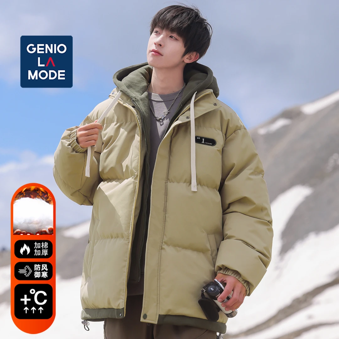 GENIO LAMODE冬季棉衣外套男女款连帽加厚棉服潮流情侣款棉服袄子