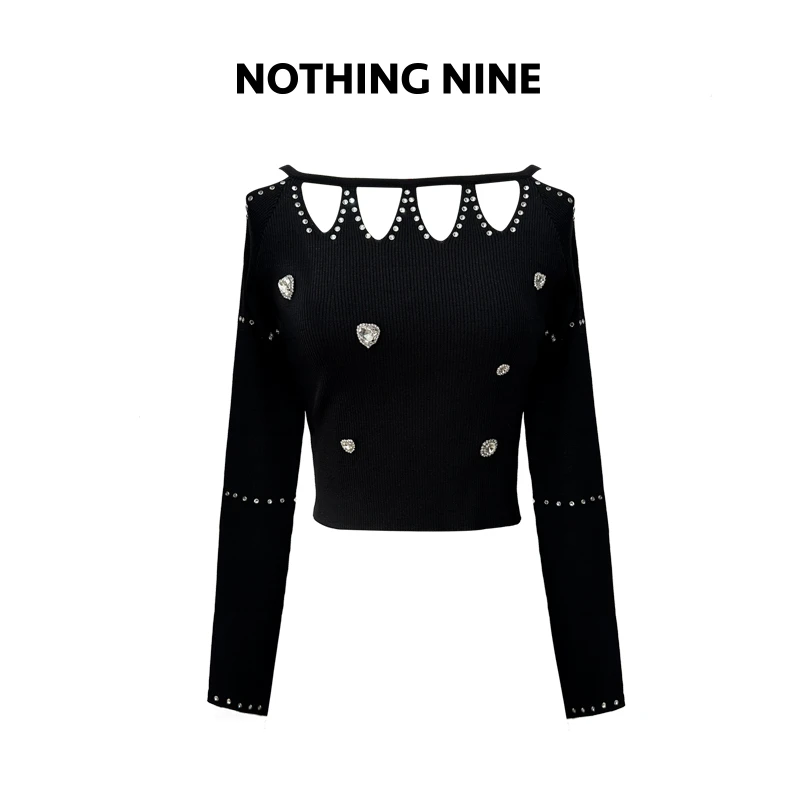 NOTHING NINE 星夜使者 爱心水钻弹力针织衫