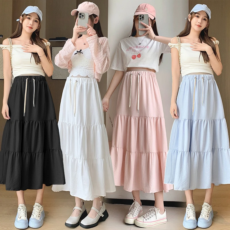 孕妇裙子春秋季外穿中长款半身裙休闲蛋糕裙A字裙产前产后可穿