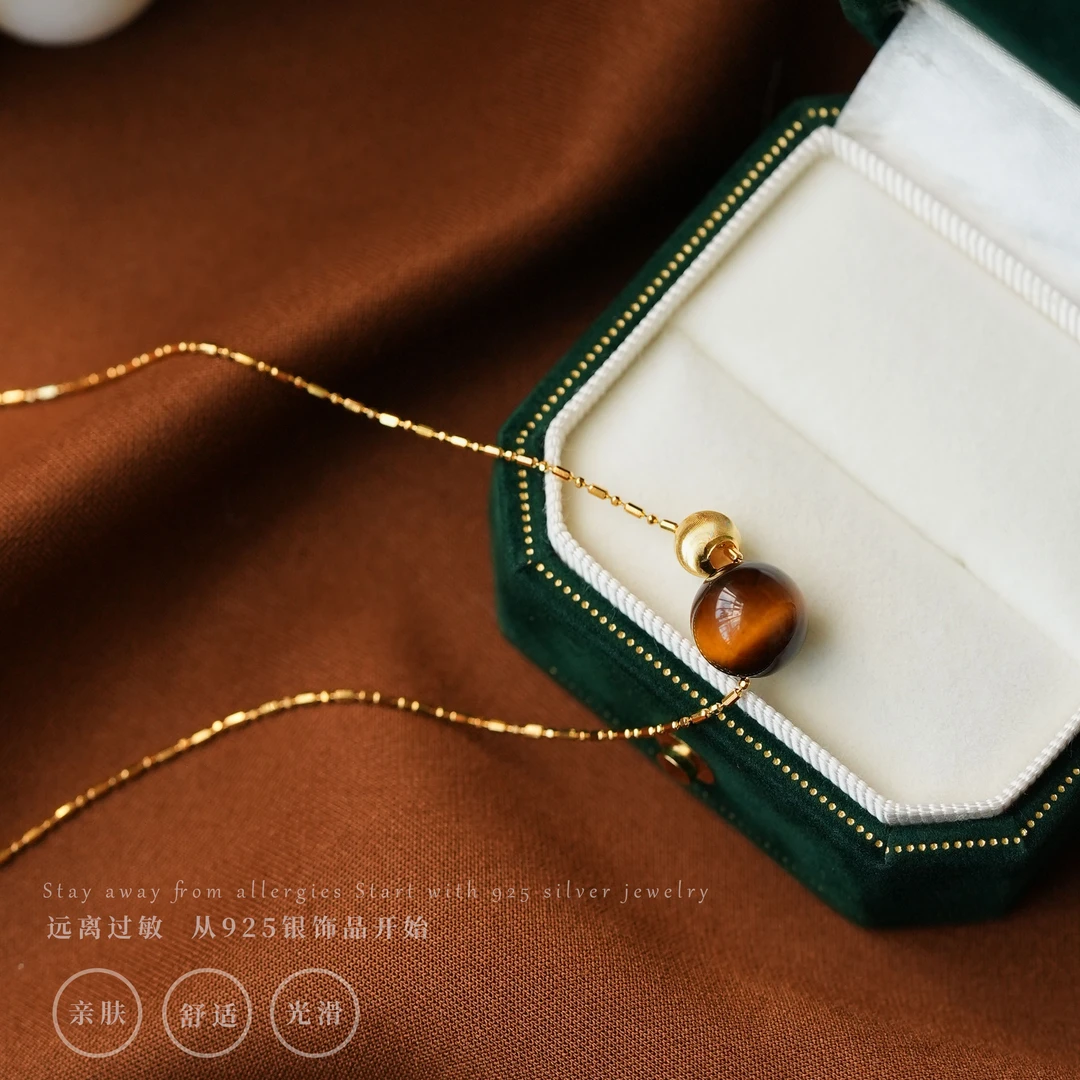 丽沁 链子925银 渐变珠珠磨砂银豆项链秋冬上新超闪时尚气质颈链