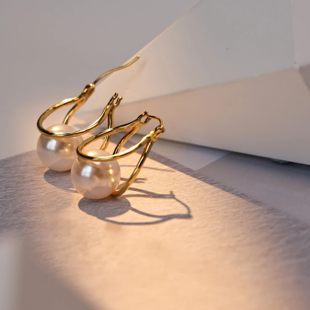 丽沁 925银耳饰 925银双圆珠珠耳扣气质轻奢小众简约