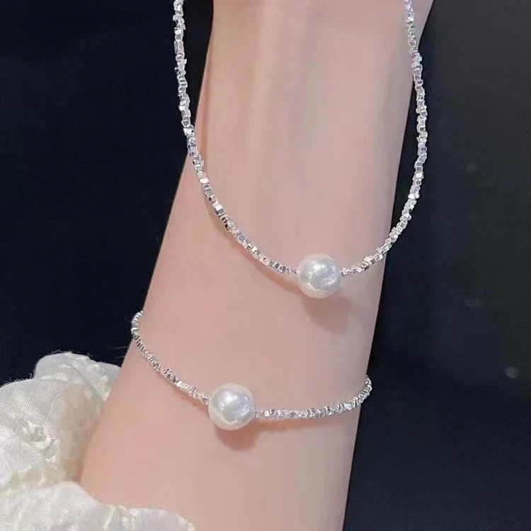 丽沁 链子925银 闪耀碎银强光珠项链小众简约手链百搭时尚饰品