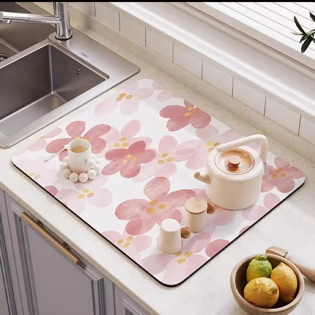 厨房沥水垫硅藻泥杯垫橱柜铺垫碗盘餐桌卫浴洗手洗漱台面防滑吸水