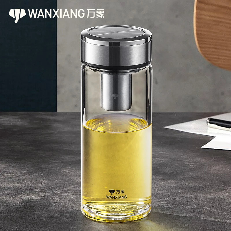 万象玻璃杯轻奢大容量加厚男女泡茶水杯高档耐热透明便携过滤带盖