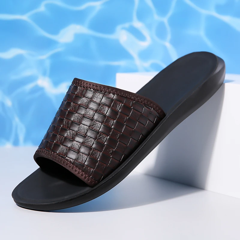 夏季新款男鞋透气帆布拖鞋男一字拖室外穿潮流男士凉鞋休闲居家鞋