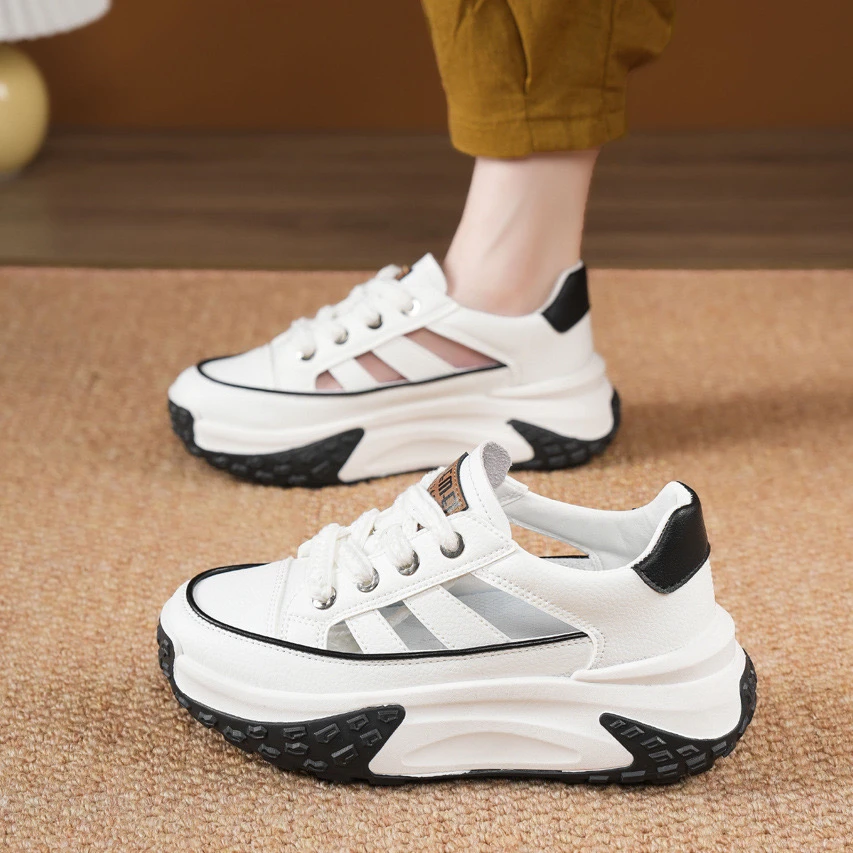 厚底镂空老爹鞋女款2024新款夏季休闲鞋运动百搭