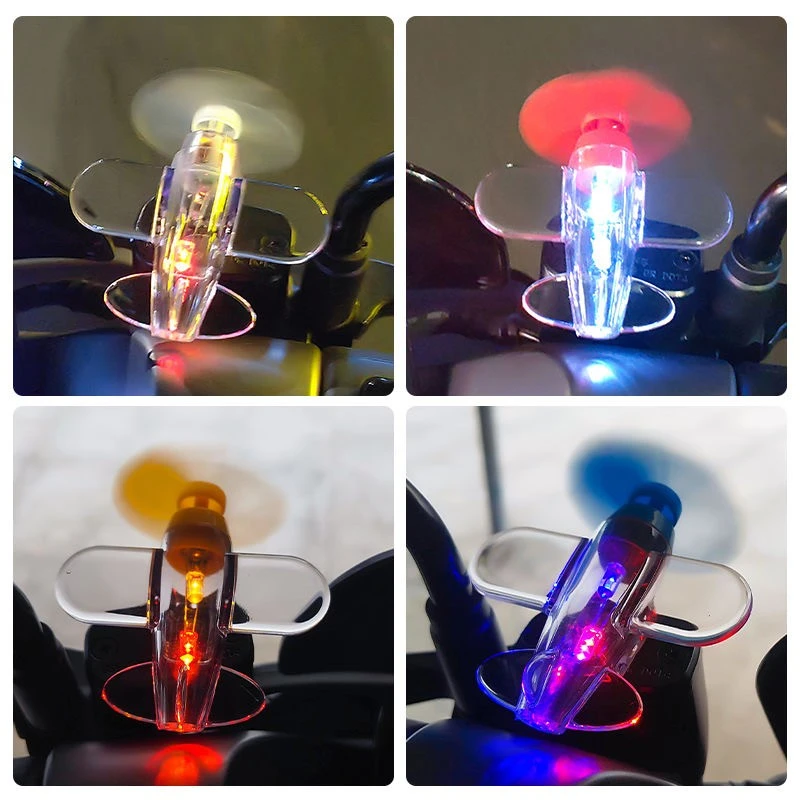 电动车摩托车风能小飞机风力发电LED亮光彩灯车载摆件装饰品汽车