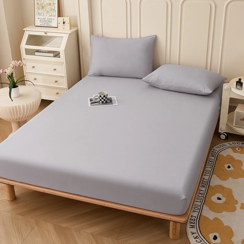 全棉13372斜纹棉极简风纯色床笠透气防滑床