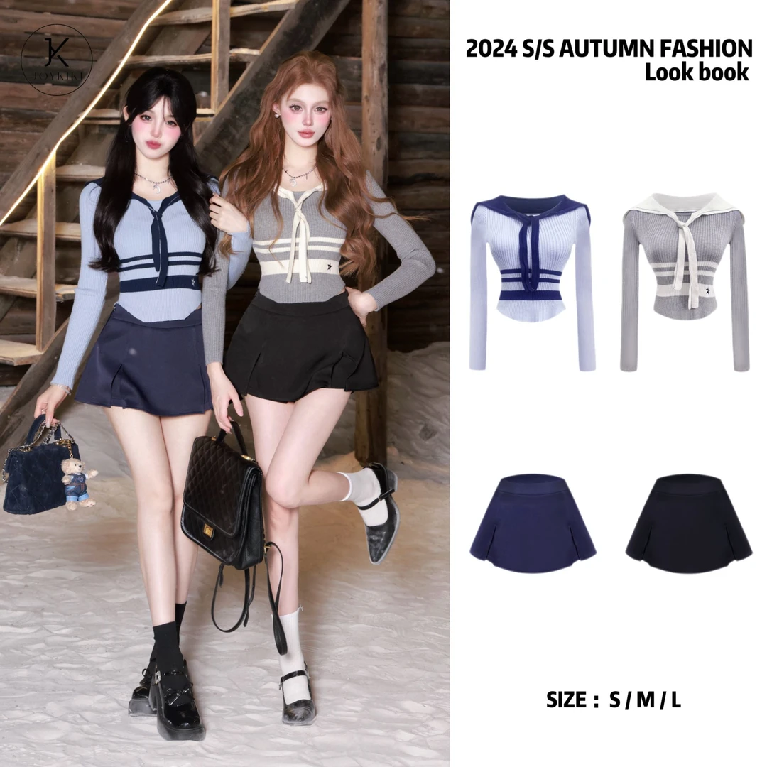 金金 JOYKIKI【乖乖学妹】秋季针织拼接海军领水手服套装 J24C214