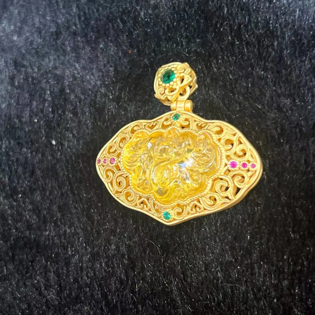 【少帅精选】本仓001缅甸猫眼黄金珀古法凤凰吊坠-多样性发一