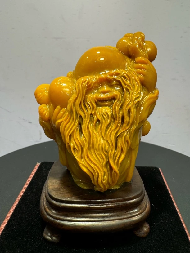精品石雕北部田黄寿星家居摆件