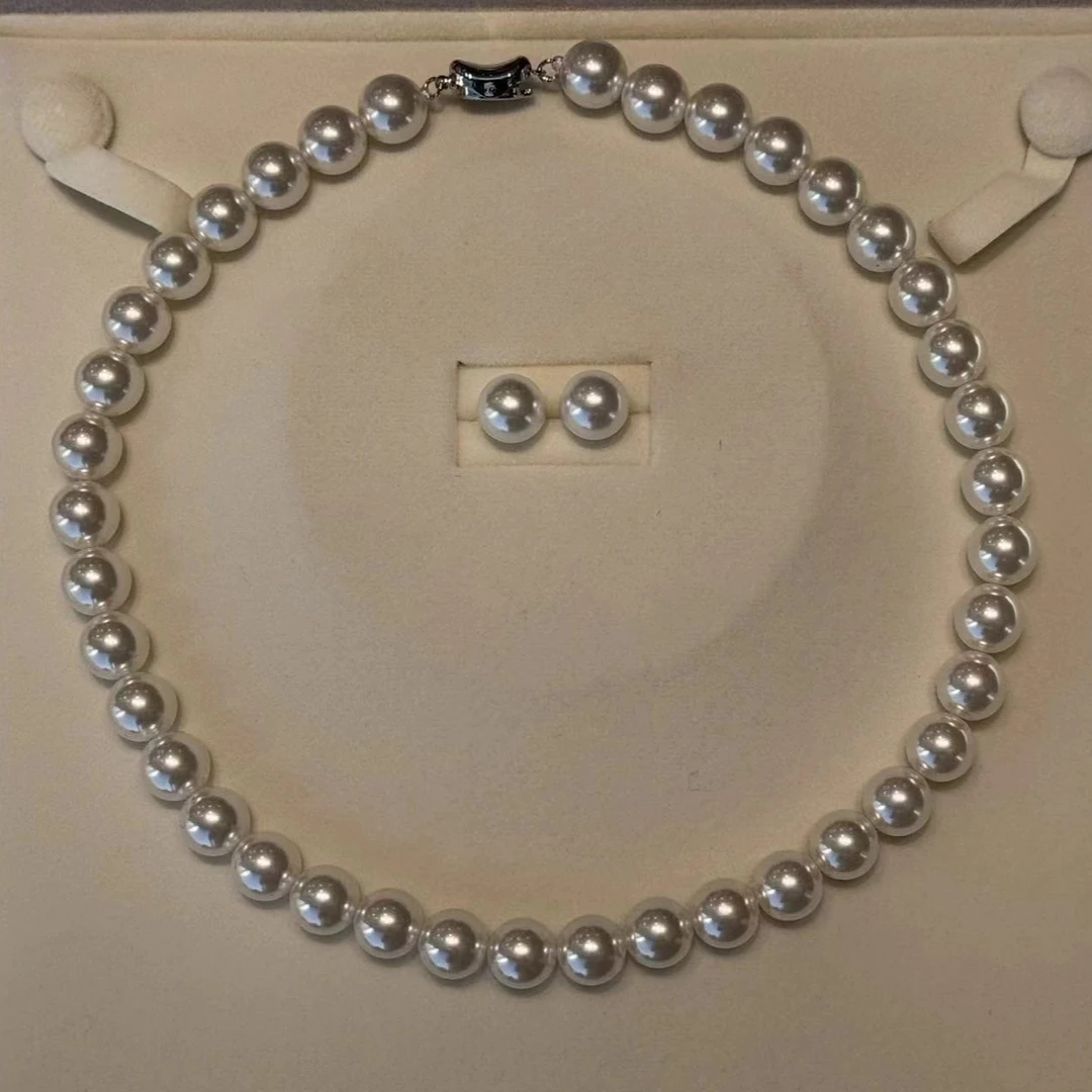 世登 非金属仿珍珠项链 NA白色贝珠项链10MM