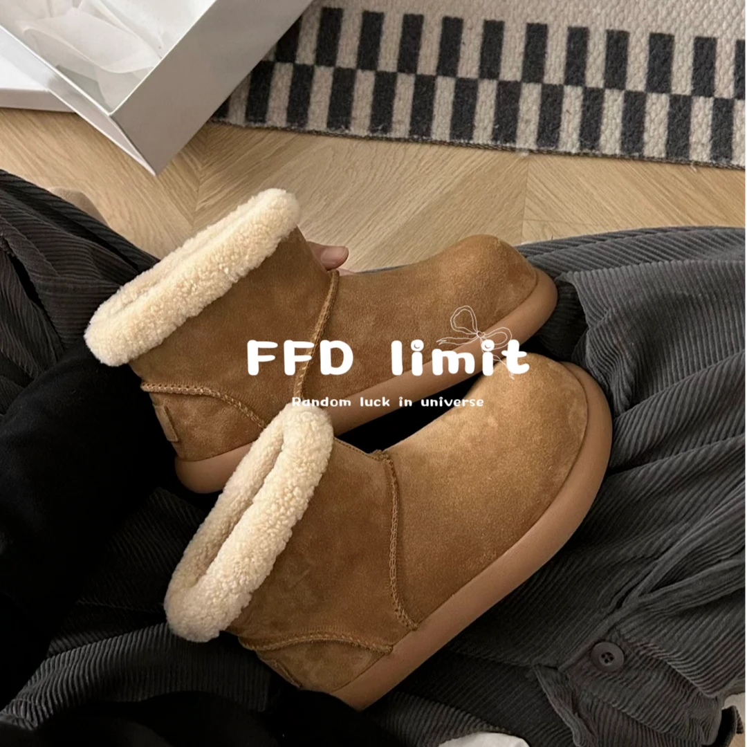 大發【大土豆】24SS新版冬季真皮真毛加厚增高加绒雪地靴｜乳胶鞋垫