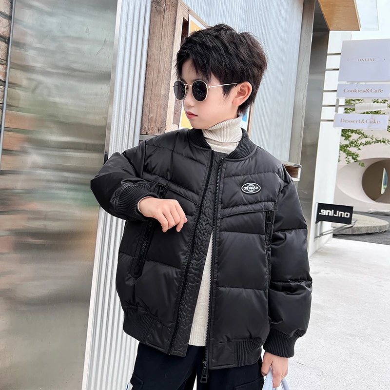(90白鸭绒)男童加厚羽绒服2024秋冬新款短款童装上衣棒球服儿童潮