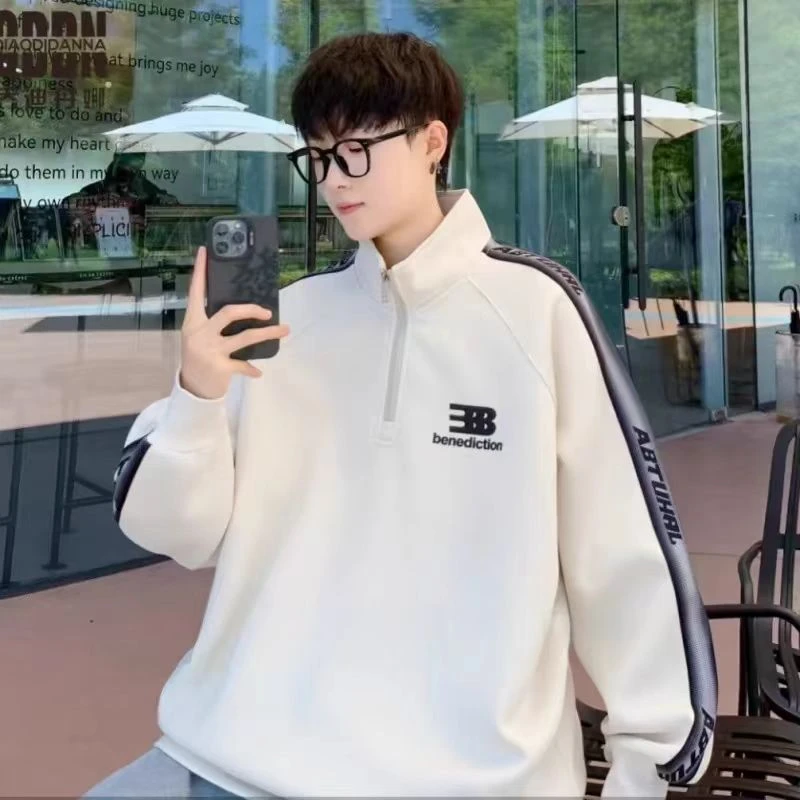 际宝3字半拉链立领加绒卫衣男女大童秋冬新款