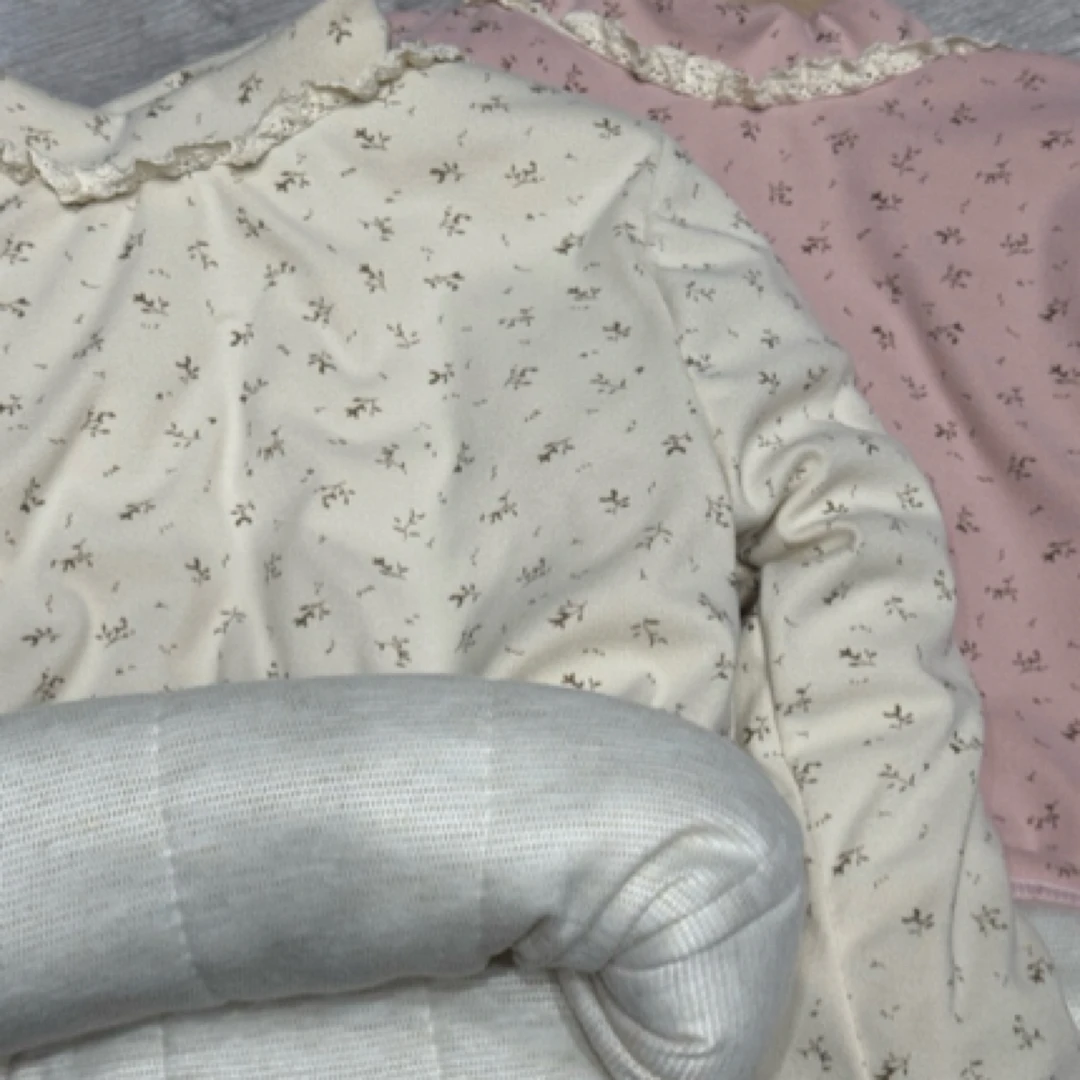 菁菁果女中小童碎花蕾丝领子加棉加厚打底衫冬季新款