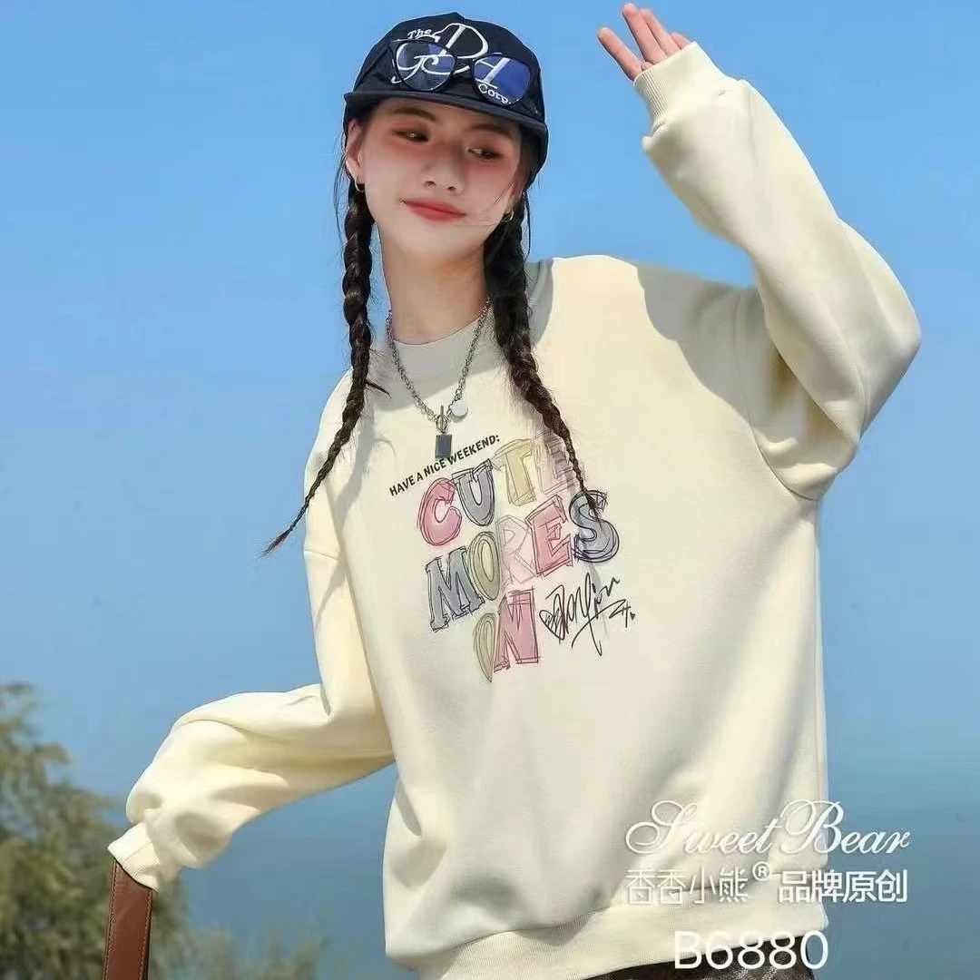 甜鑫CUTE圆领加绒卫衣女中大童秋冬新款