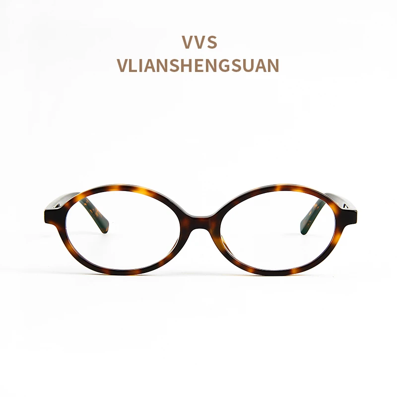 【晶咕甄选】VVS眼镜镜框防蓝光复古平光日系设计款玳瑁色椭圆V012