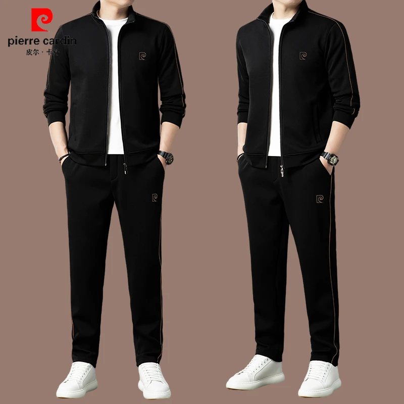 【皮尔卡丹国际品牌】高端桑蚕丝男士休闲运动套装春秋直筒裤加绒装