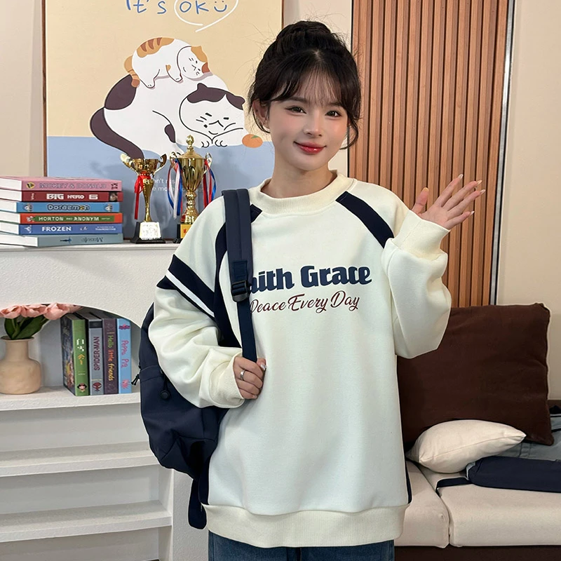 学院风秋冬季2025秋冬新款加绒卫衣