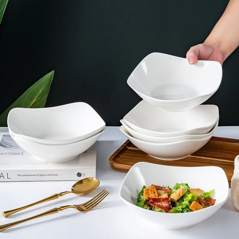 北欧ins风四角盘子创意菜盘简约陶瓷翘脚碗网红凉菜汤碗沙拉yw