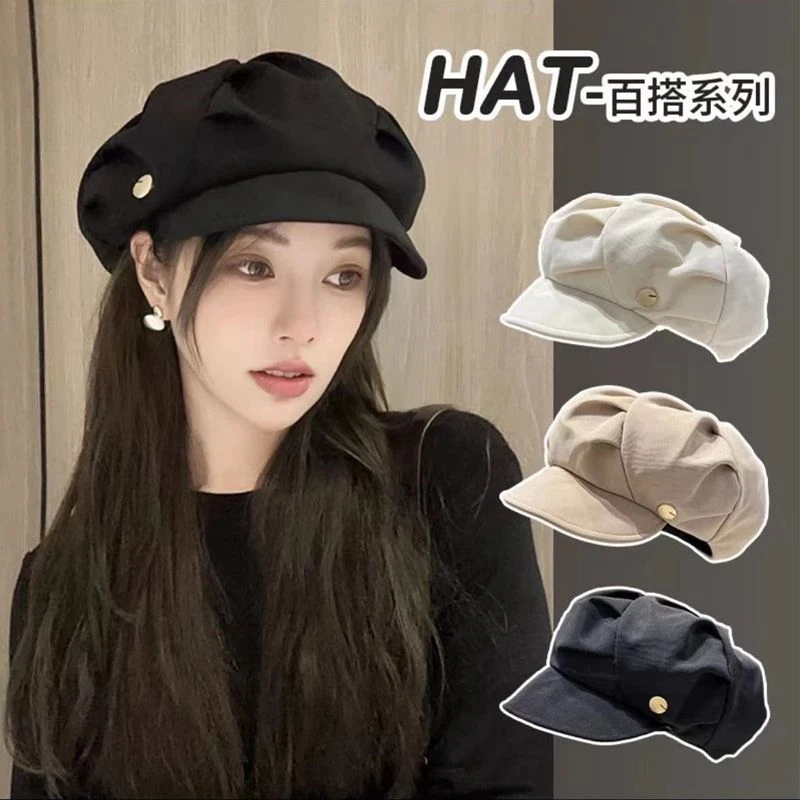 云朵贝雷帽女夏季韩版百搭显脸小蓓蕾画家帽网红ins潮大头围yw