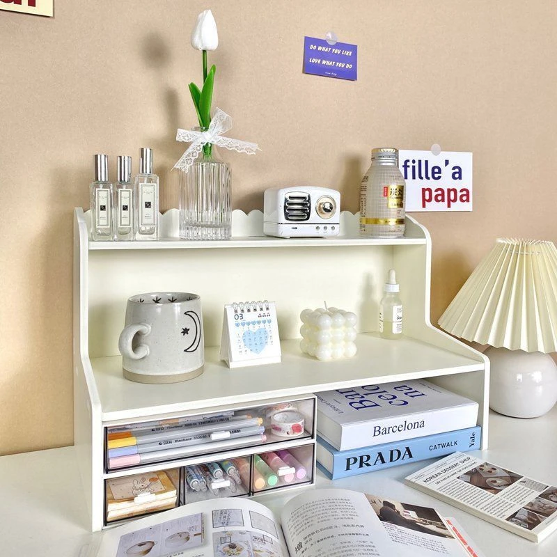 桌面置物架学生宿舍增高架ins木质化妆品整理架办公室桌上收纳yj