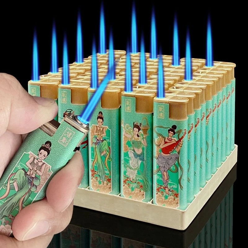 【蓝火直冲】新款整盒装展示加厚个性打火机厂家直销耐用一次性点火