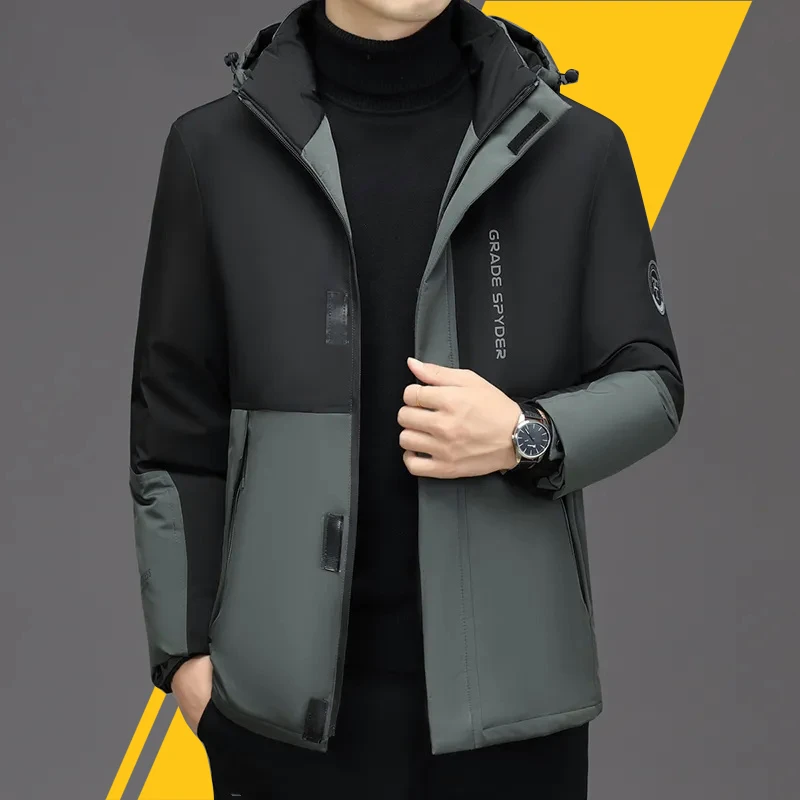 皮尔卡丹【帅气减龄】拼色保暖羽戎棉服外套男冬季2024新款休闲男装