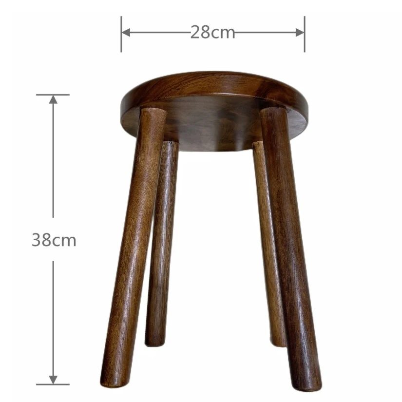 南美胡桃木新中式实木小圆凳家用简约休闲玄关换鞋凳（原木色）