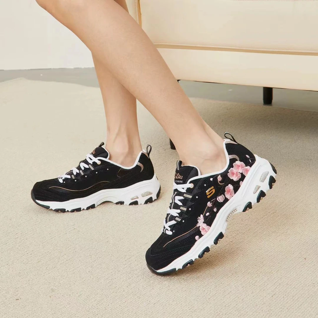 SKECHERS/斯凯奇女款休闲舒适刺绣运动鞋增高熊猫鞋老爹鞋149239